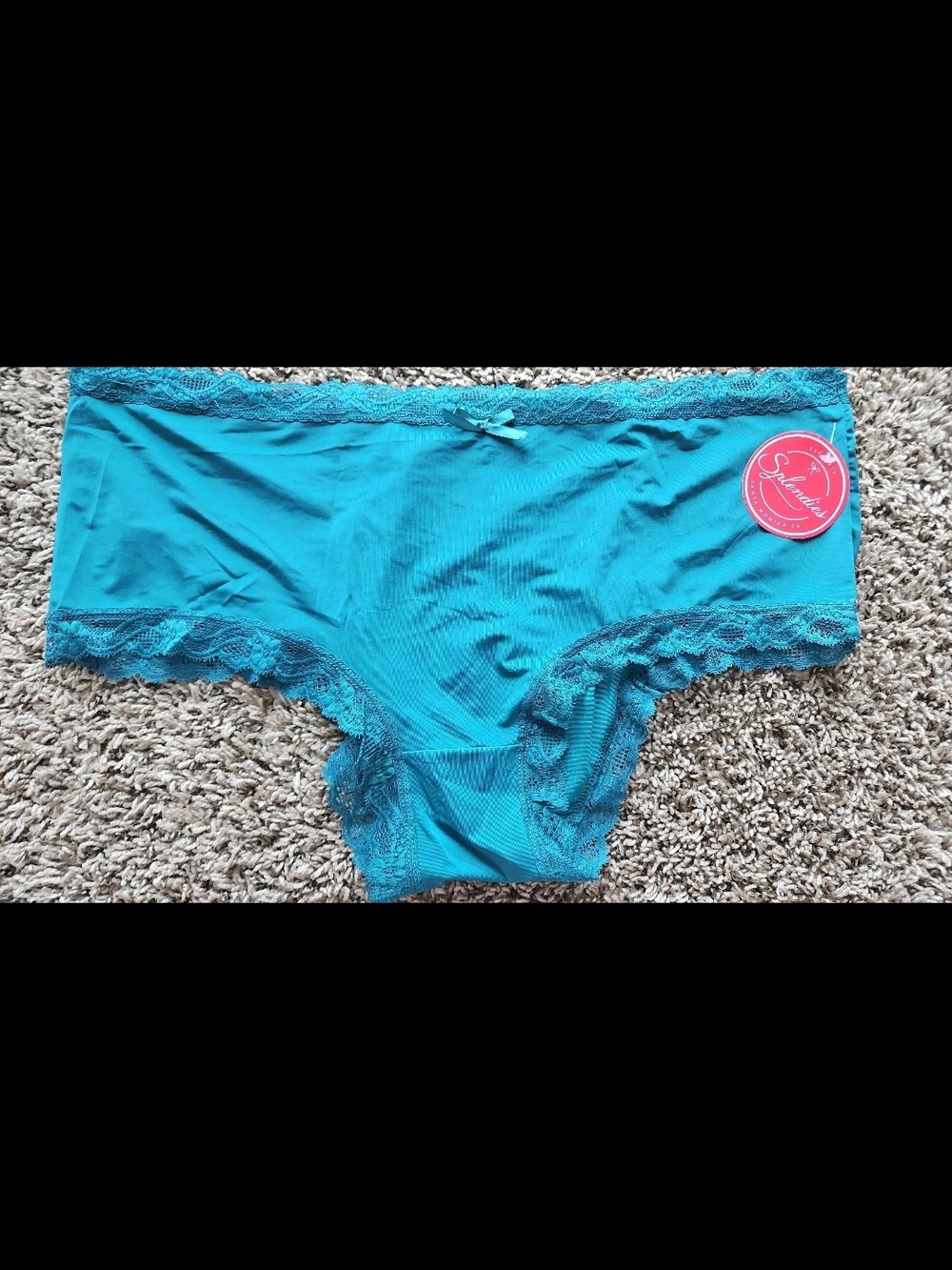 Splendies Women's Size 4x Teal Lace Trim Boyshort Panty